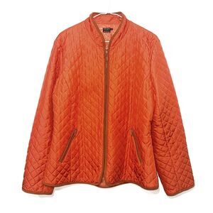 J. McLaughlin Silk Quilted Jacket With Corduroy Piping - Orange L